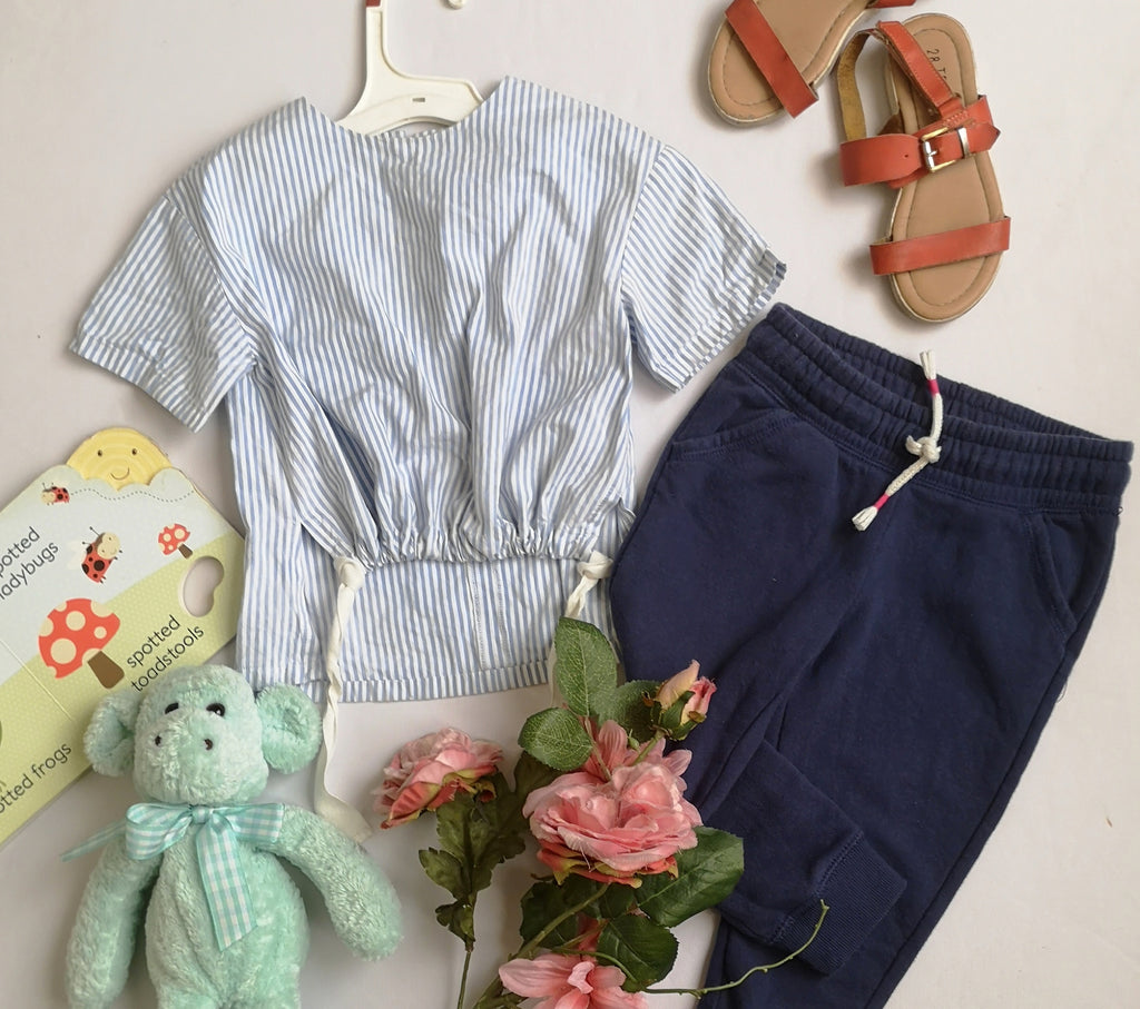 Blusa con cintas abajo y pantalon