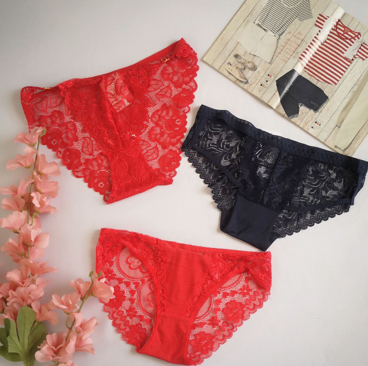 Set de 3 pantis de encaje