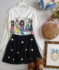 Falda tejida y blusa manga larga