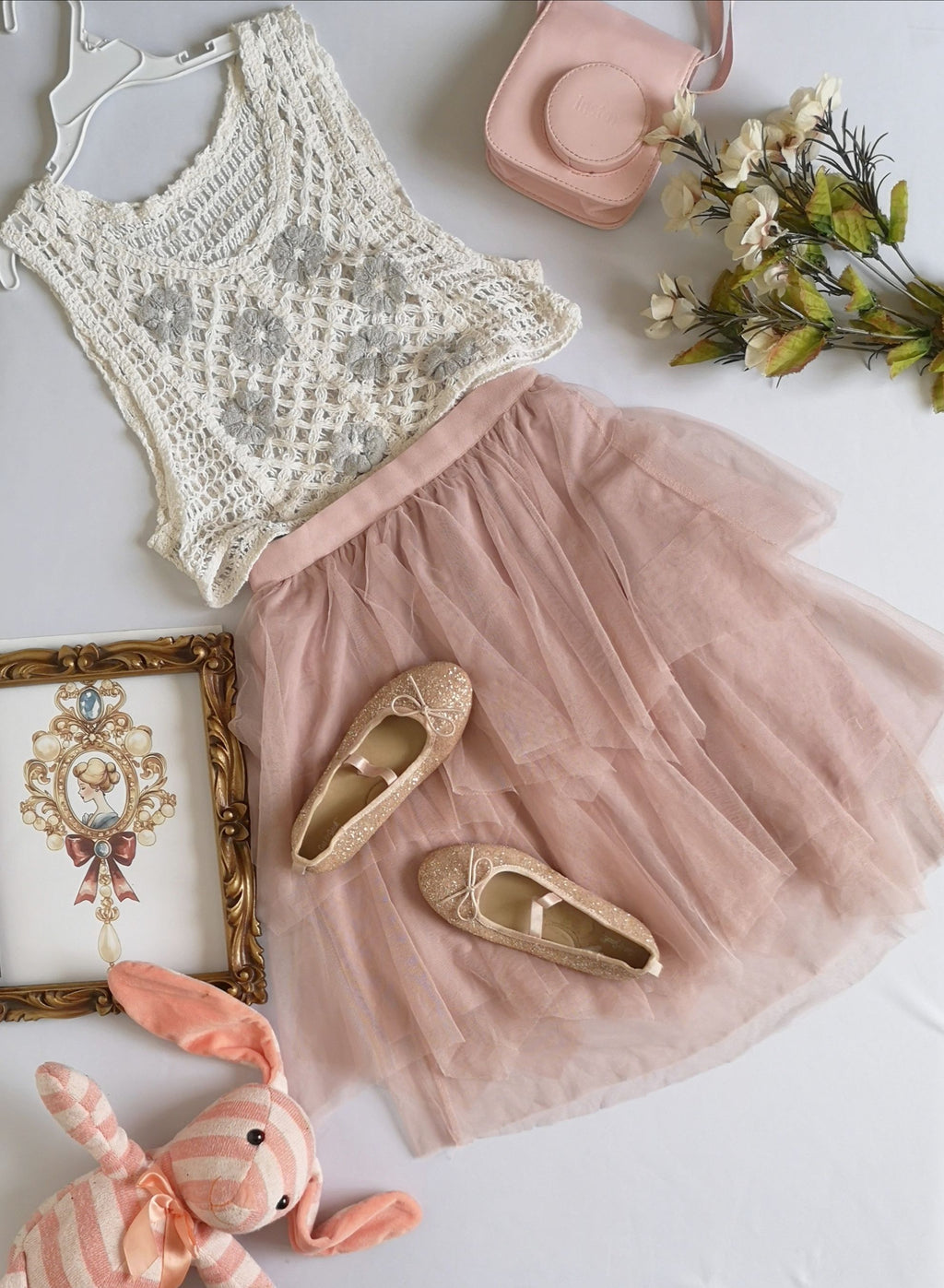 Falda de tull y blusa tipo crochet ❤️