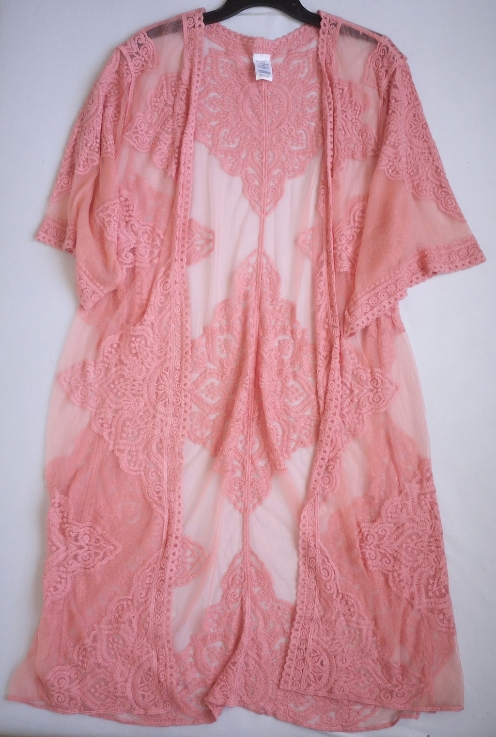 Kimono largo de tul bordado