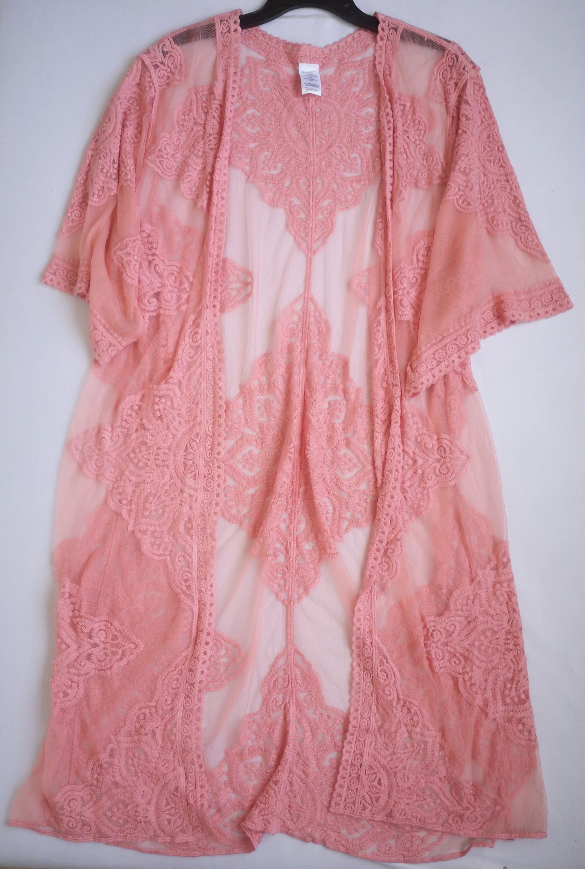 Kimono largo de tul bordado