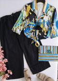 Pantalón de lino bordado y blusa 3/4