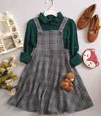 Blusa manga larga y vestido tipo overol