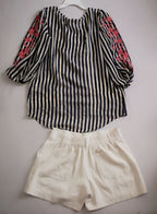 Short con bolsas y blusa bordada ❤️