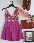 Blusa abierta de atrás con short de lino