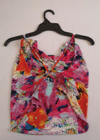 Blusa abierta de atrás con short de lino