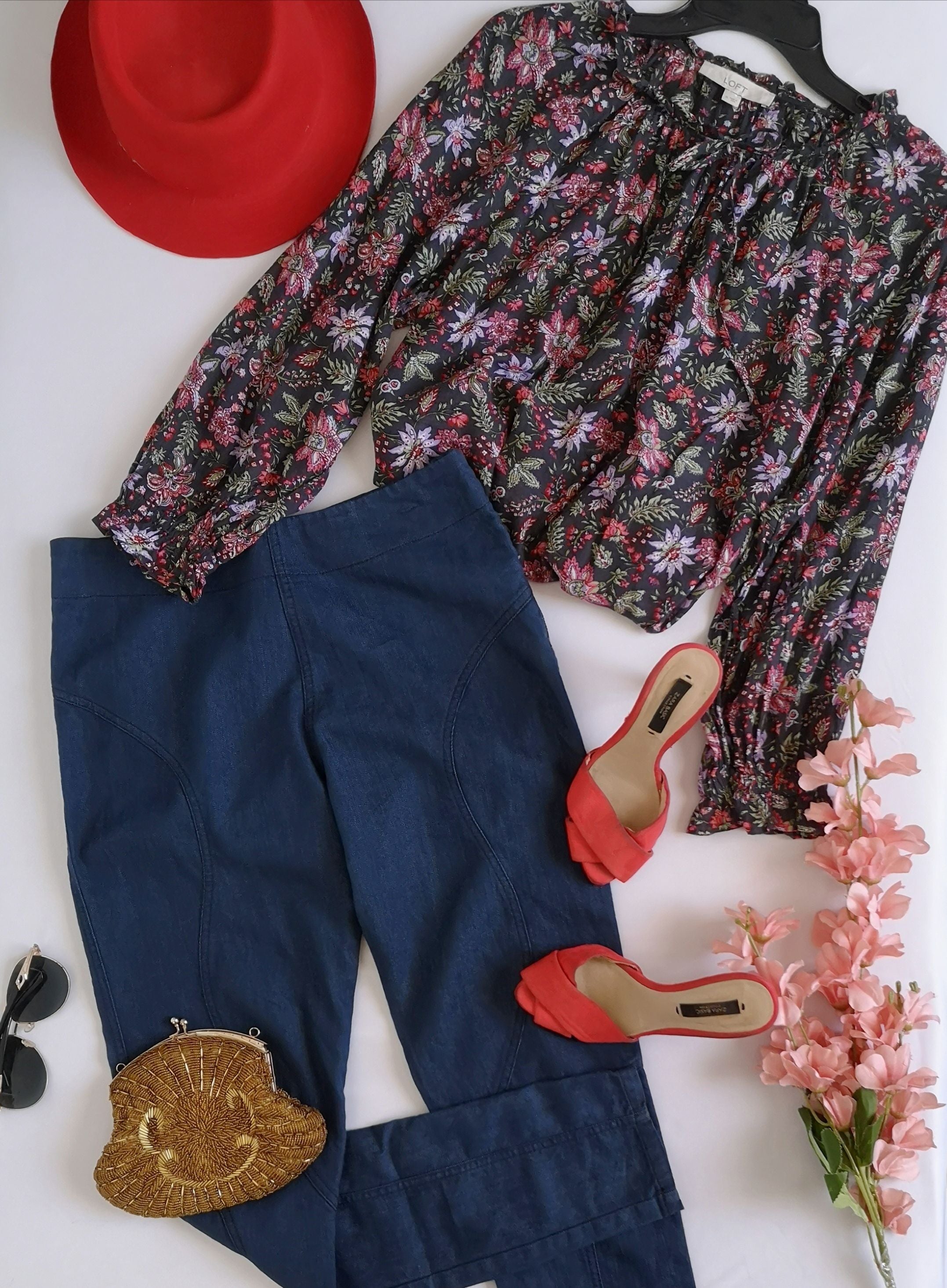 Blusa manga 3/4 con jeans sin bolsas