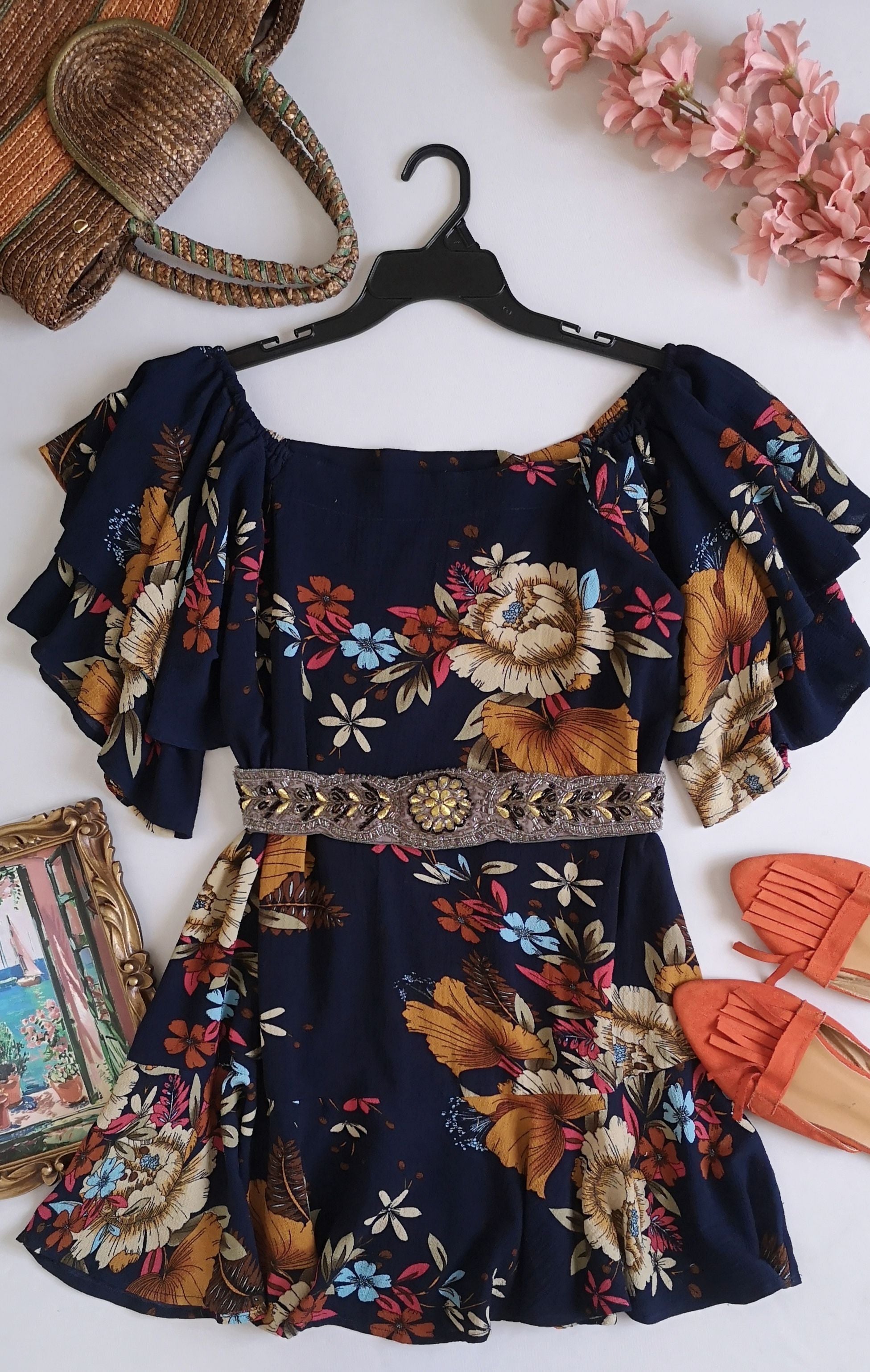 Vestido hombros descubiertos incluye cincho