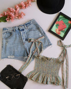Blusa corrugada con short
