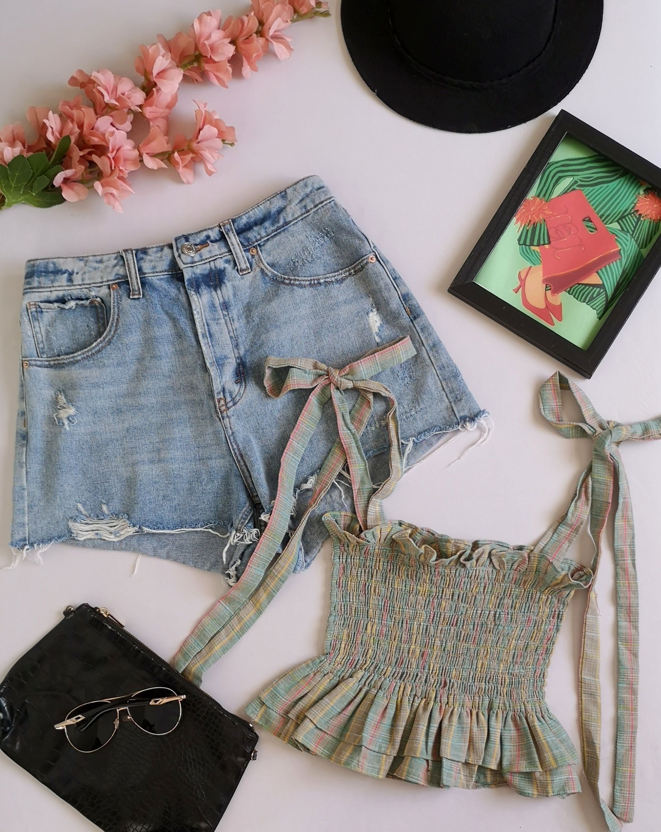 Blusa corrugada con short