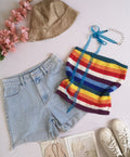 Short y blusa strapless tejida