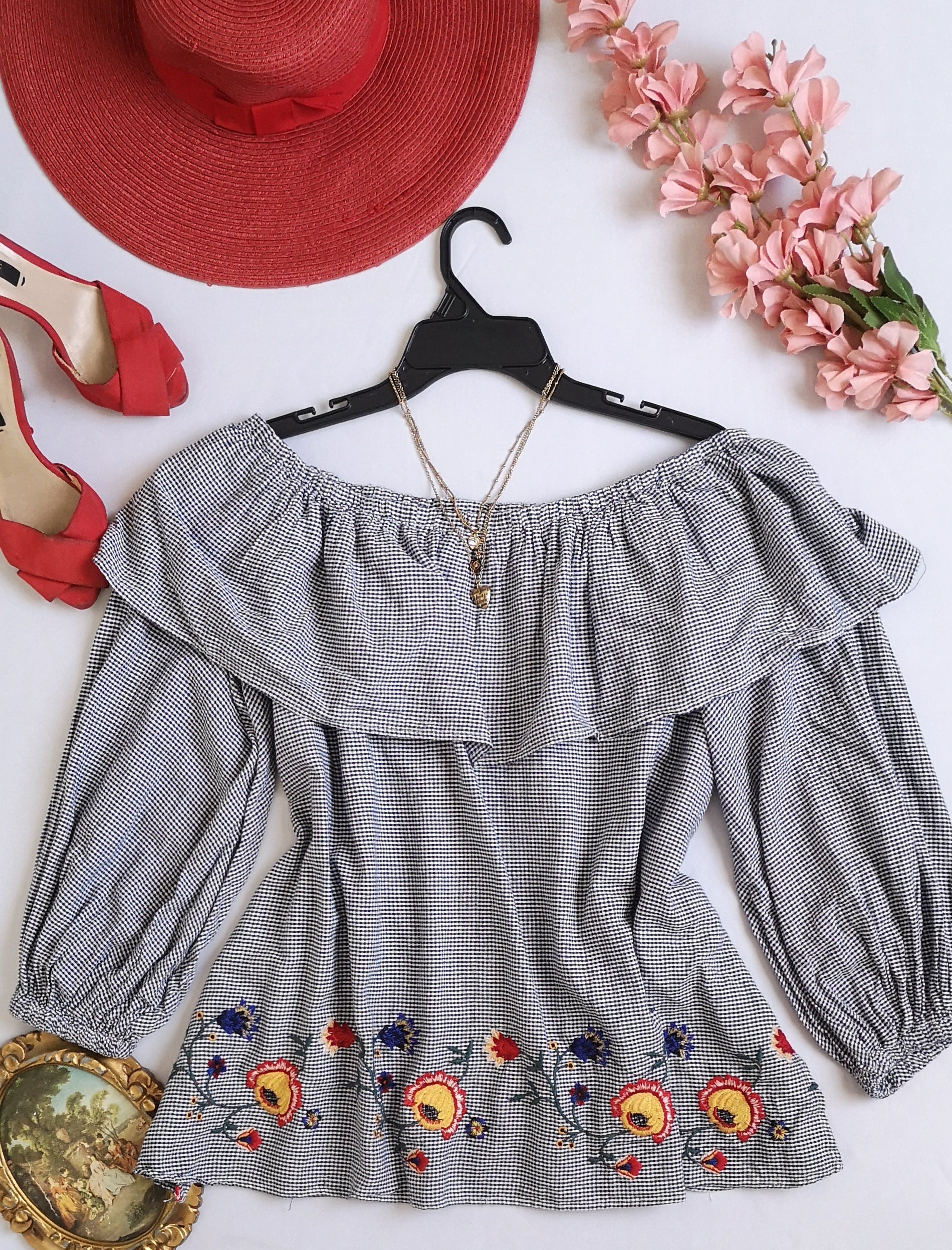 Blusa hombros descubiertos estilo holgado