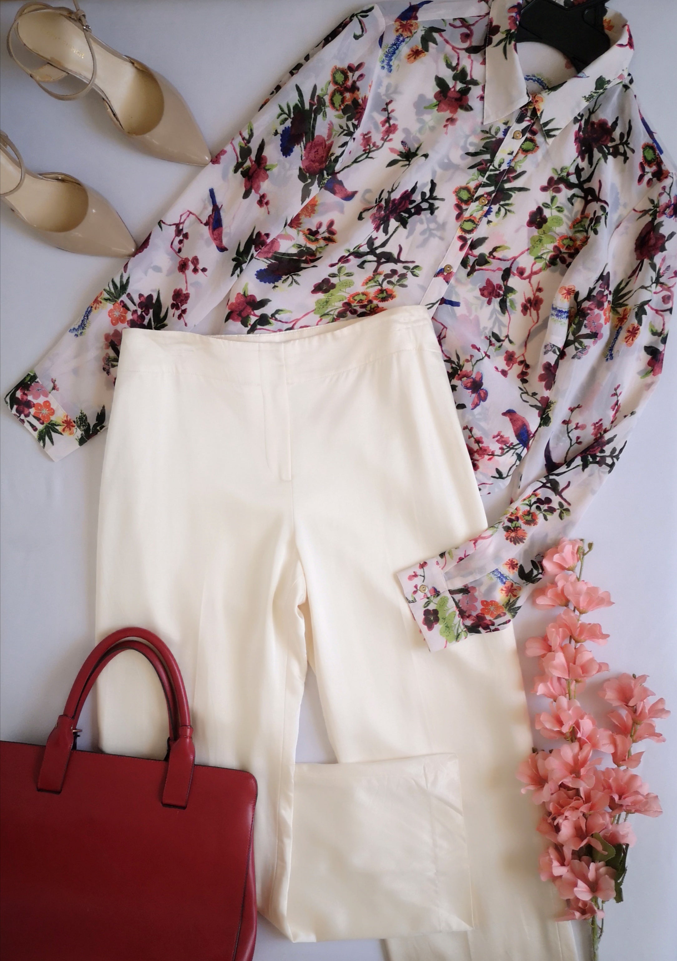 Pantalón tipo seda y blusa manga larga ⚓