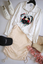 Sueter con zipper en cuello y falda corrugada ⚓