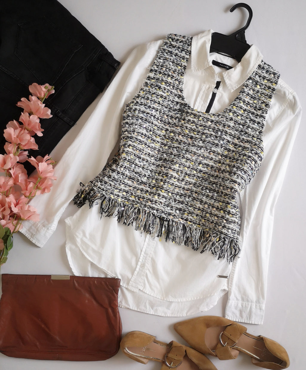Chaleco de tweed y blusa manga larga ❤️