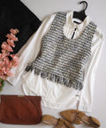 Chaleco de tweed y blusa manga larga ❤️