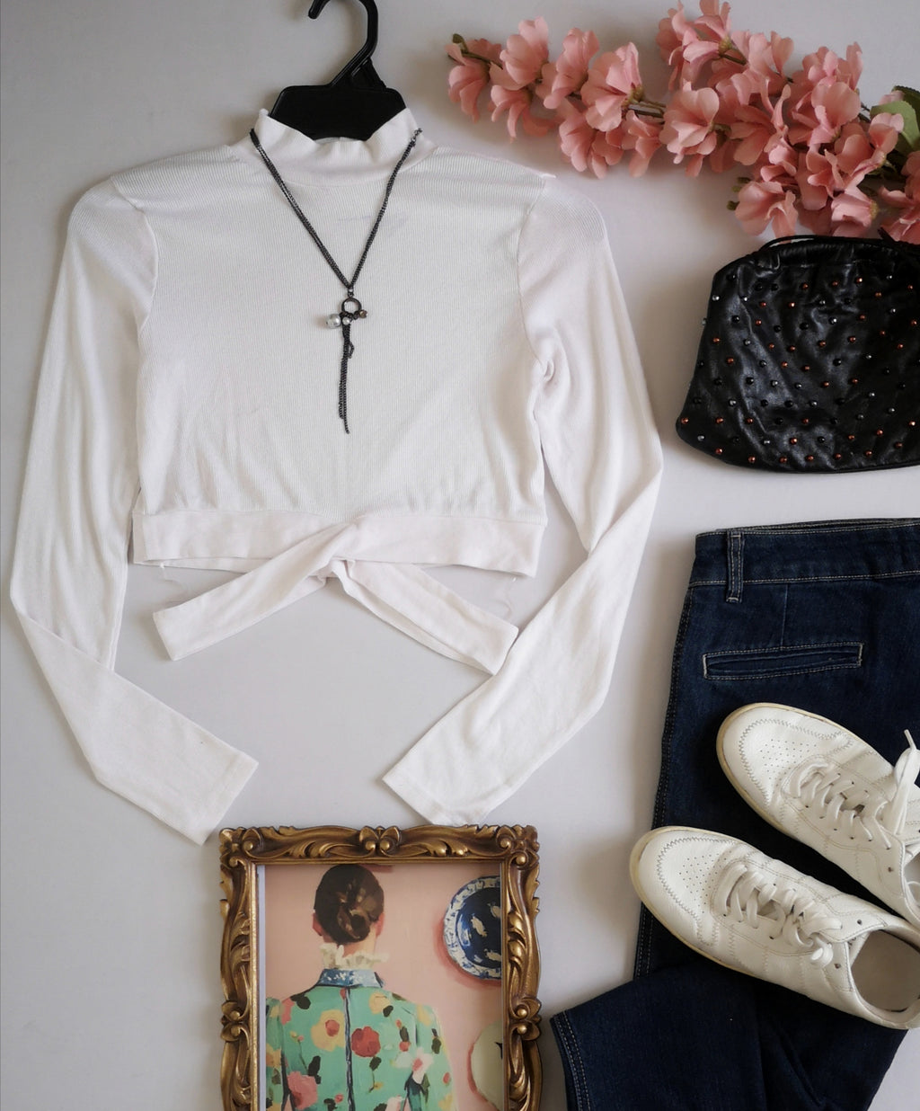 Crop top manga larga incluye collar ❤️