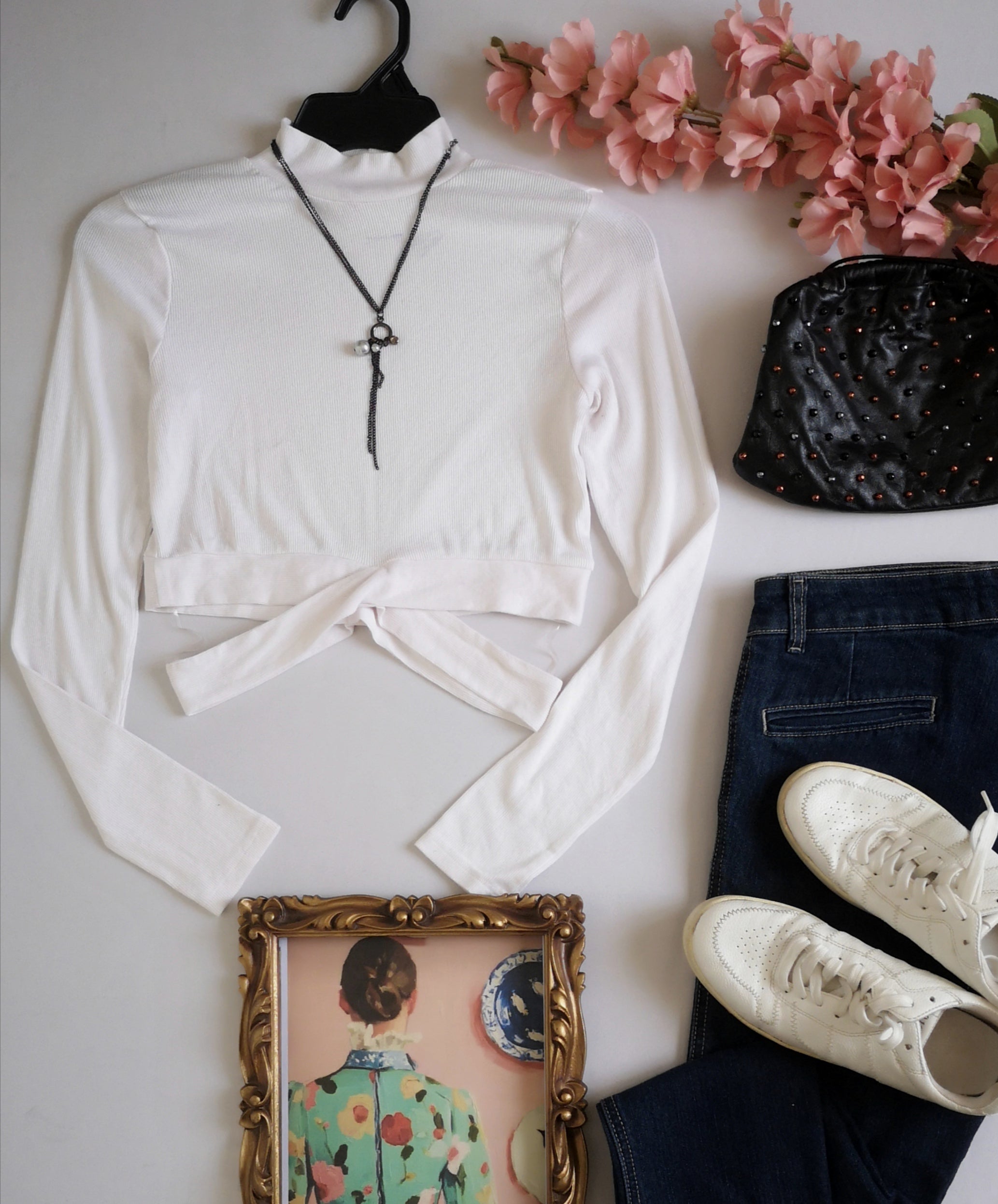 Crop top manga larga incluye collar ❤️