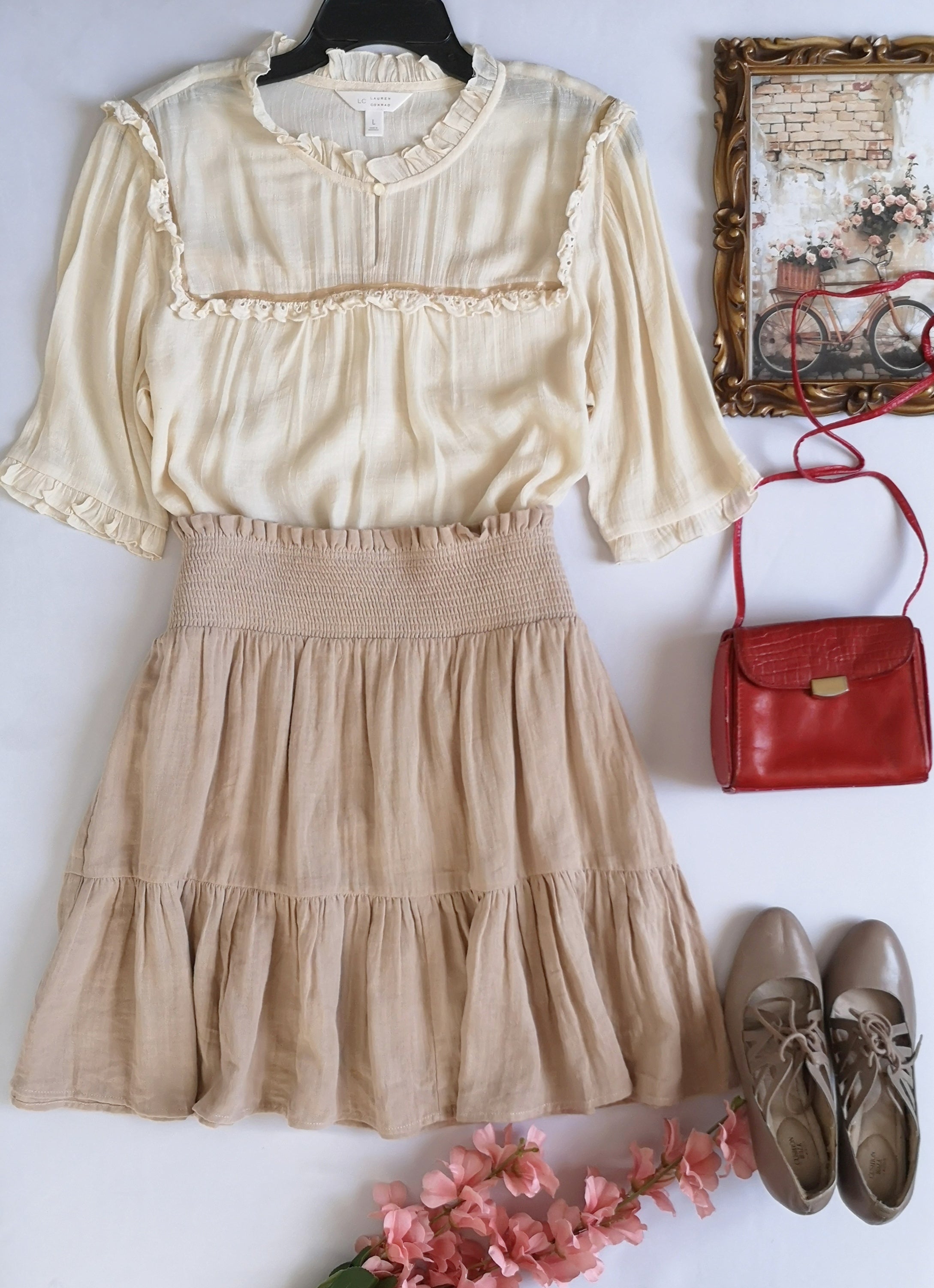 Blusa manga corta con falda