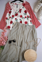 Palazzo con bolsas y blusa manga 3/4 💙