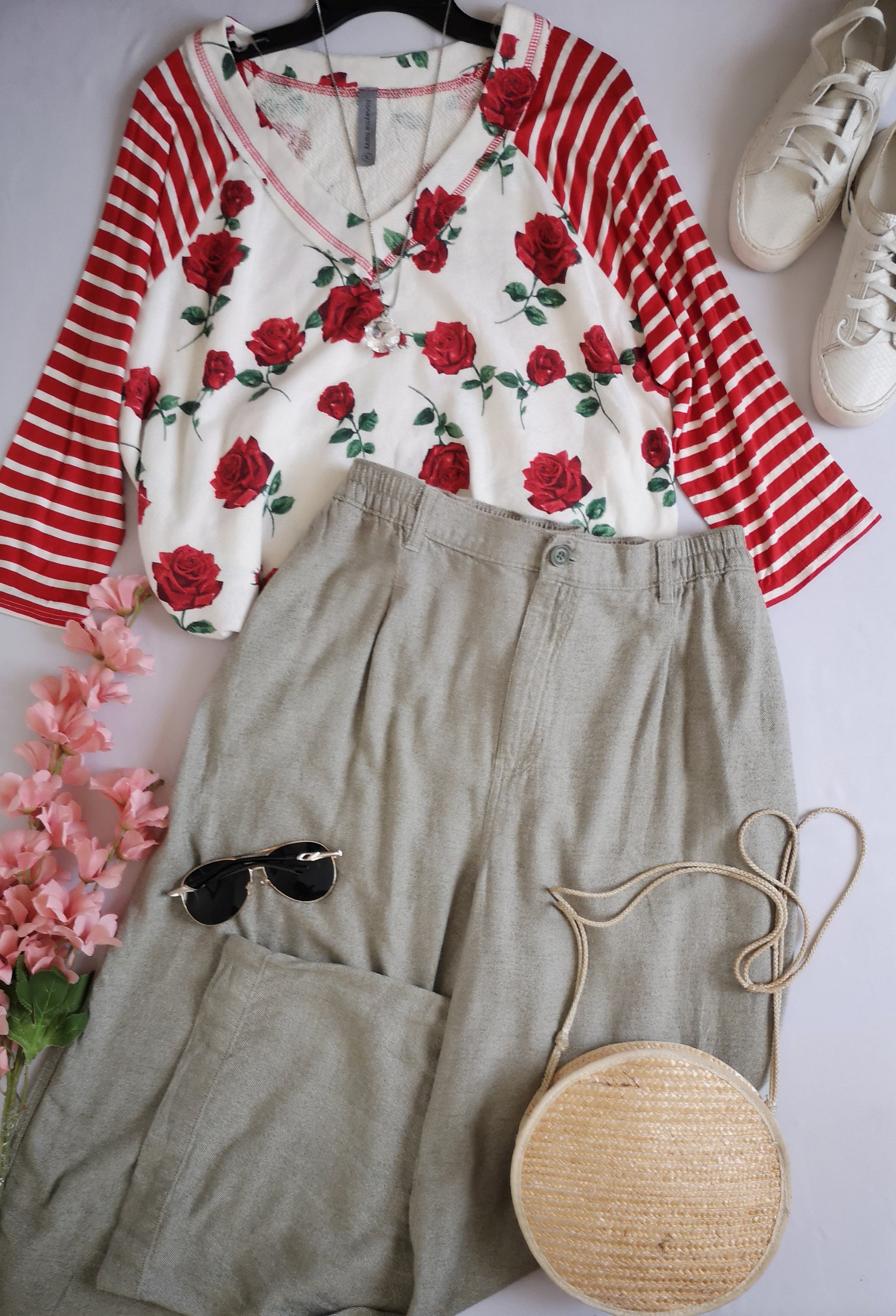 Palazzo con bolsas y blusa manga 3/4 💙