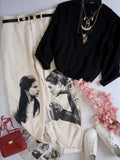 Blusa cuello en V con pantalón de corduroy ❤️