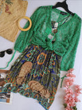 Vestido tipo halter y cárdigan manga 3/4
