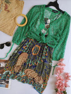 Vestido tipo halter y cárdigan manga 3/4