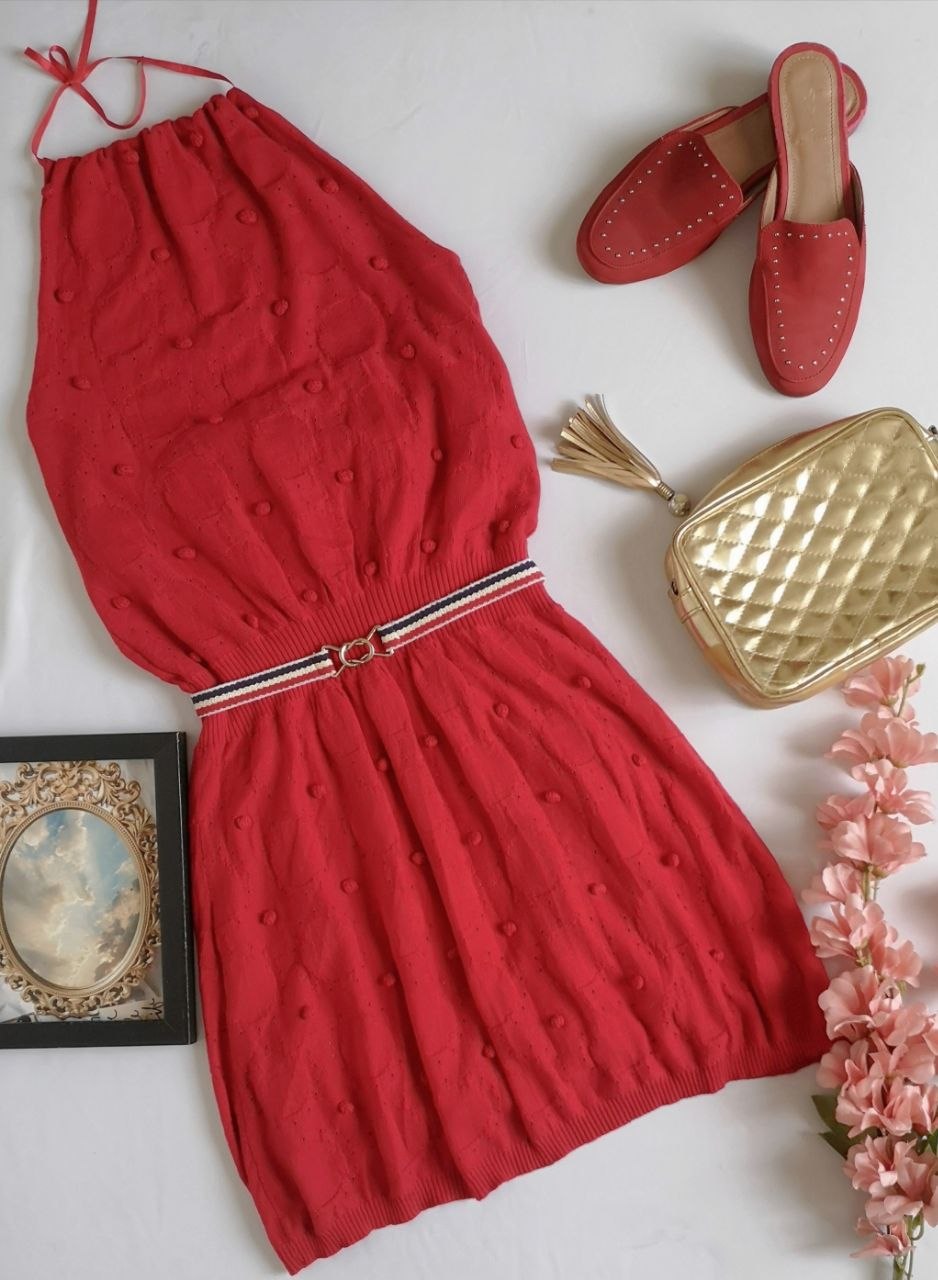 Vestido halter tejido incluye cincho ⚓