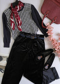 Pantalón de terciopelo y blusa tipo suéter