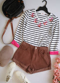 Blusa manga 3/4 con short cintura alta