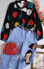 Blusa con cinto y pantalón ancho de las caderas 💙