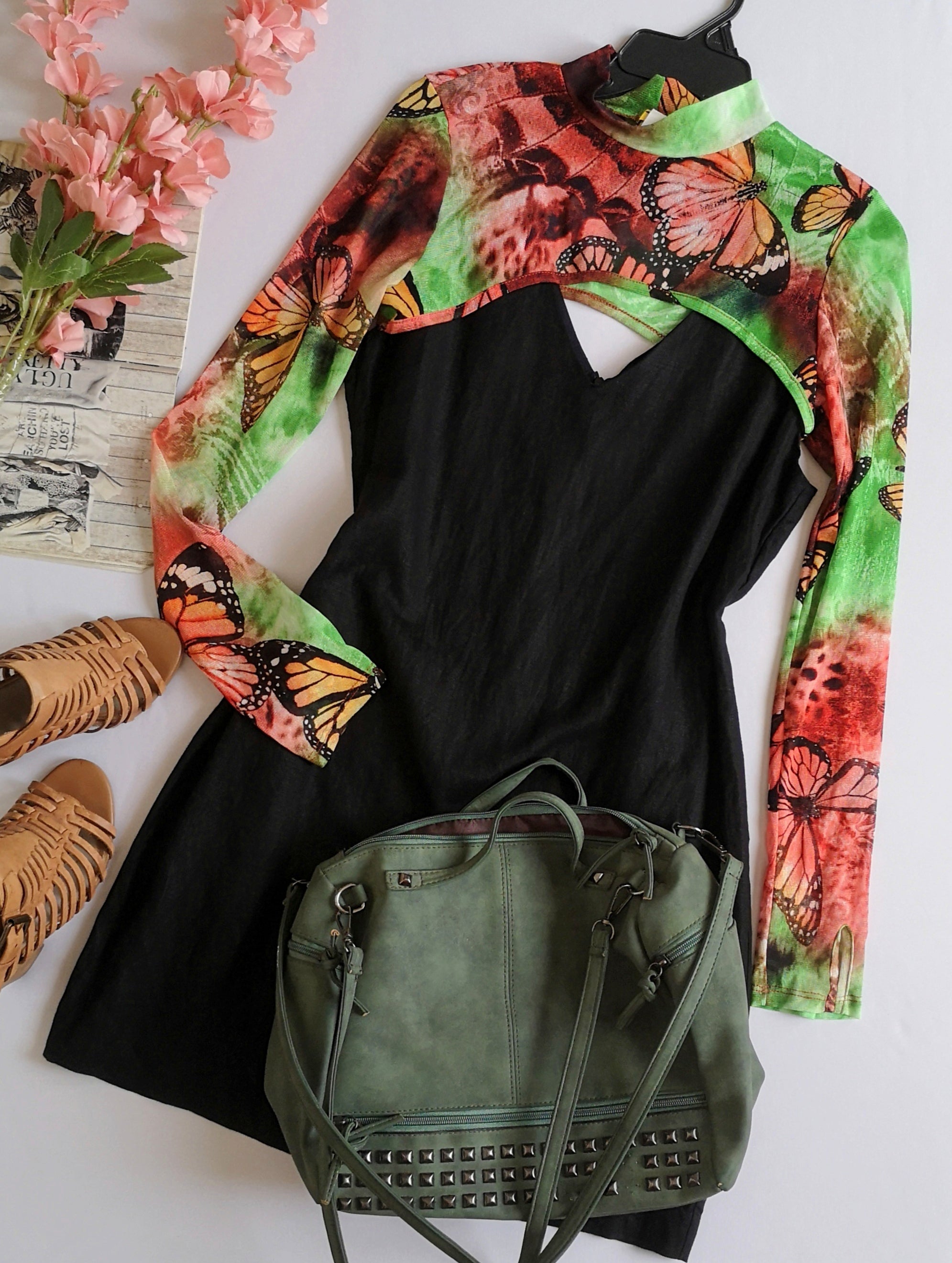 Vestido de lino con blusa corta
