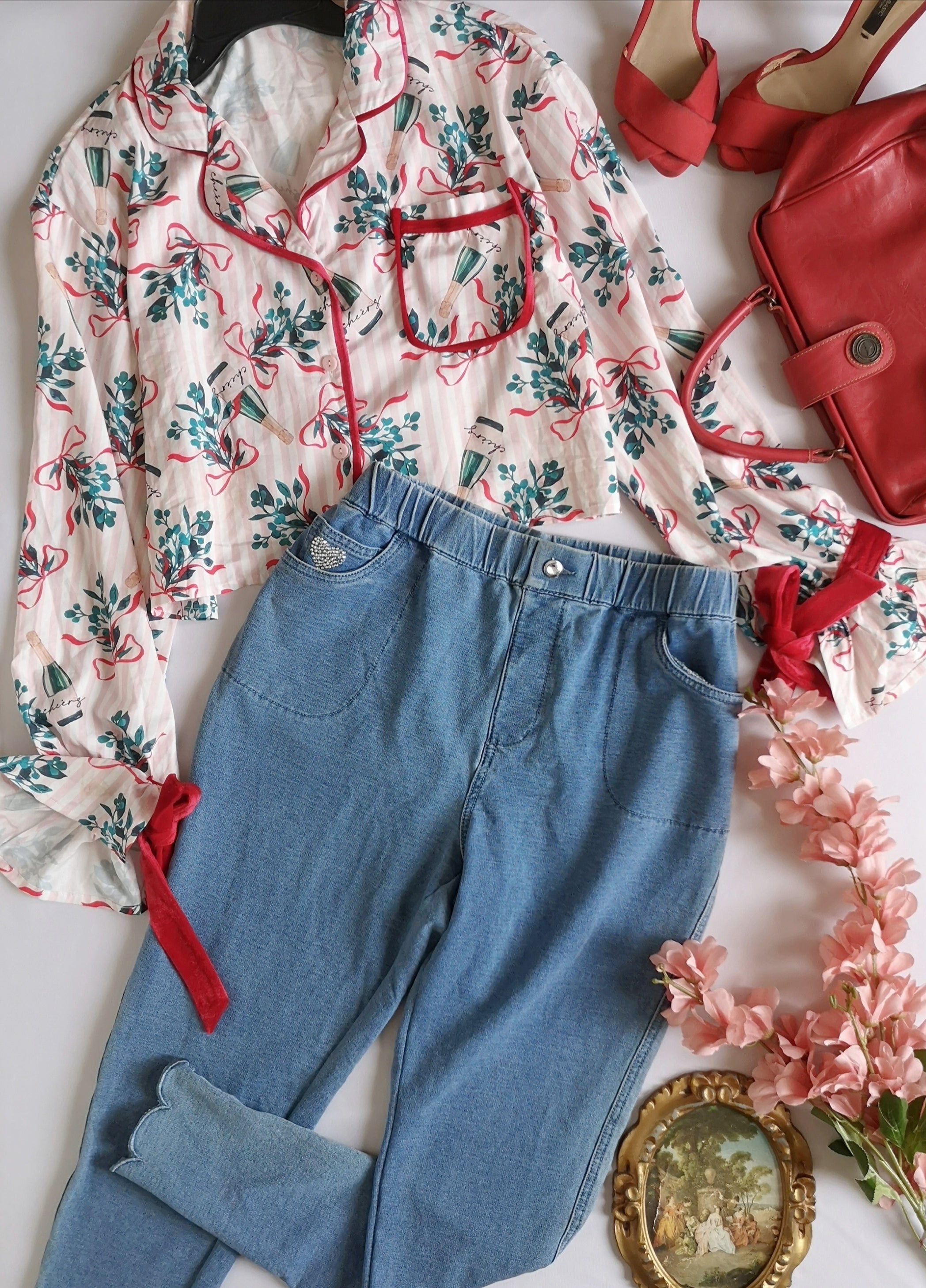 Blusa corta con jeans suave ❤️
