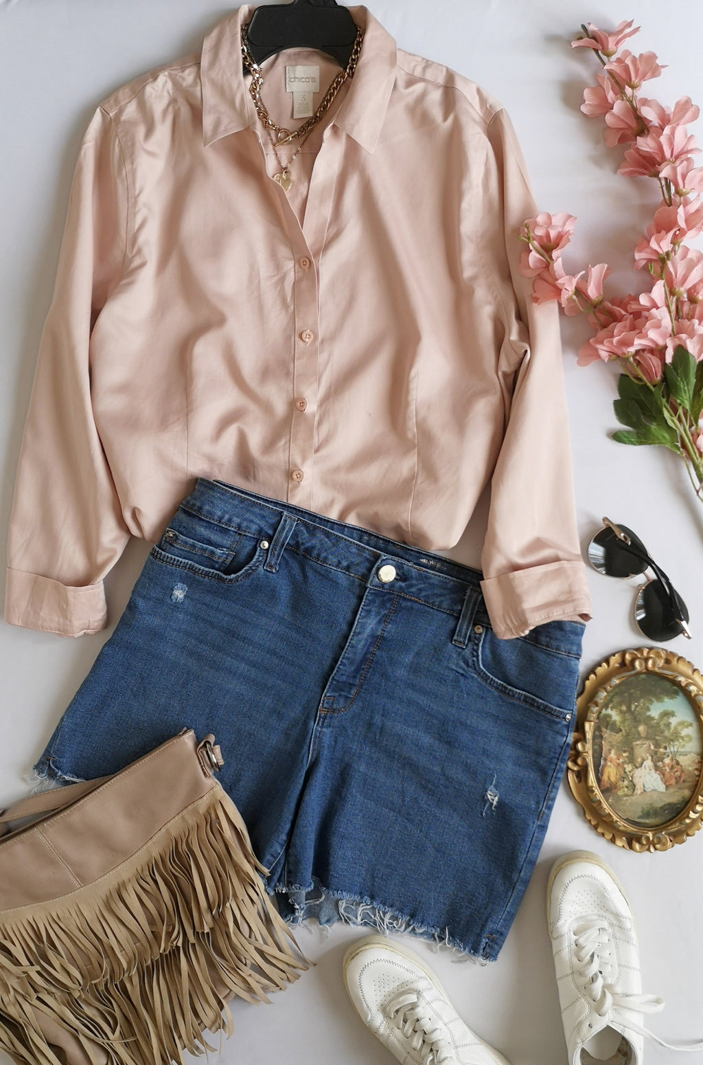 Short de lona con blusa manga larga ❤️