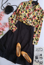 Falda midi con blusa manga larga ⚓
