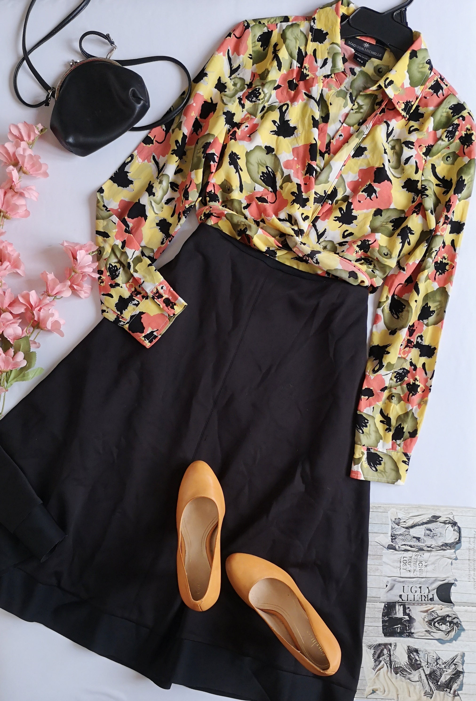 Falda midi con blusa manga larga ⚓