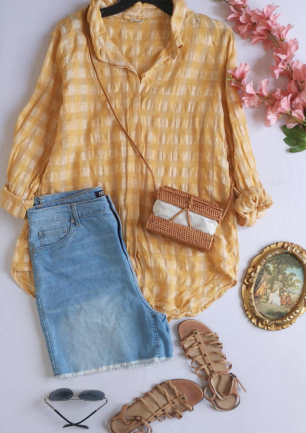 Short con blusa de lino