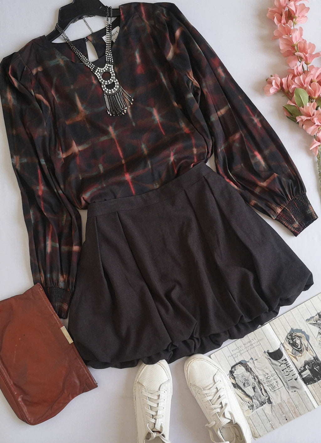 Blusa mangas bombachas y falda tipo globo