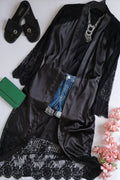Kimono tipo seda con encaje
