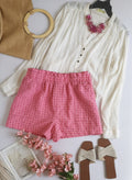 Blusa manga larga con short bordado