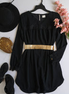 Vestido de chifon con encaje incluye cincho
