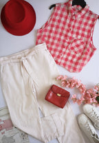Blusa corta y pantalón con cinto ⚓
