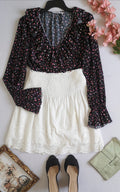 Blusa con olanes y falda de algodón