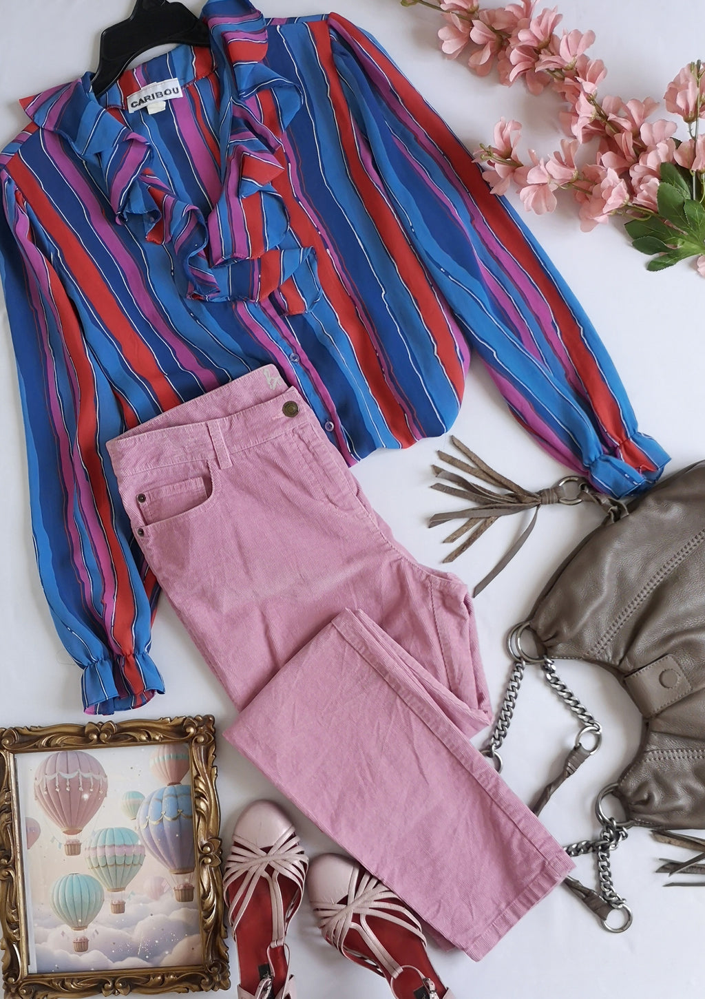 Blusa de chifon con pantalón corte recto ⚓