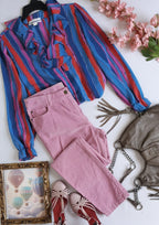 Blusa de chifon con pantalón corte recto ⚓