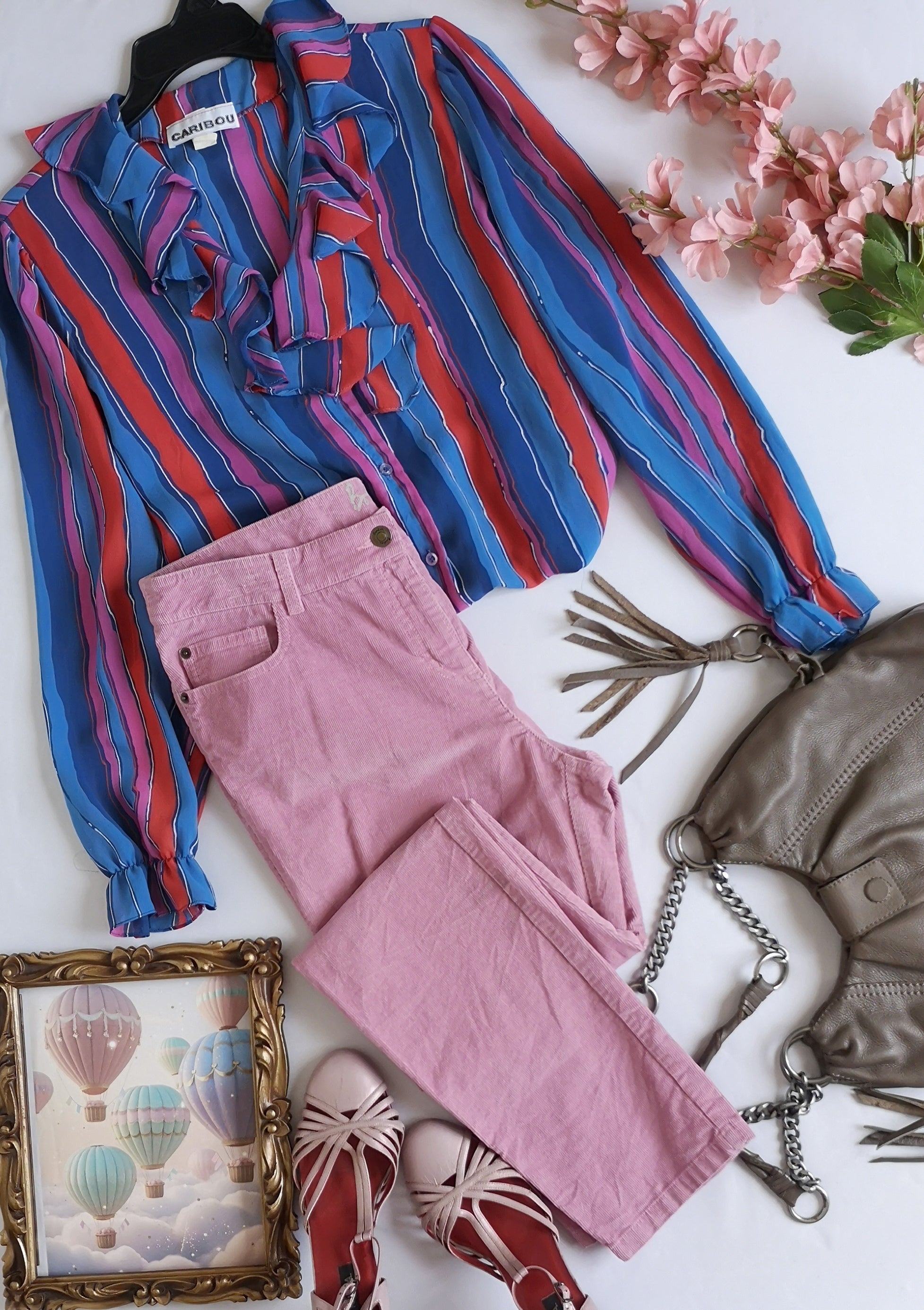 Blusa de chifon con pantalón corte recto ⚓