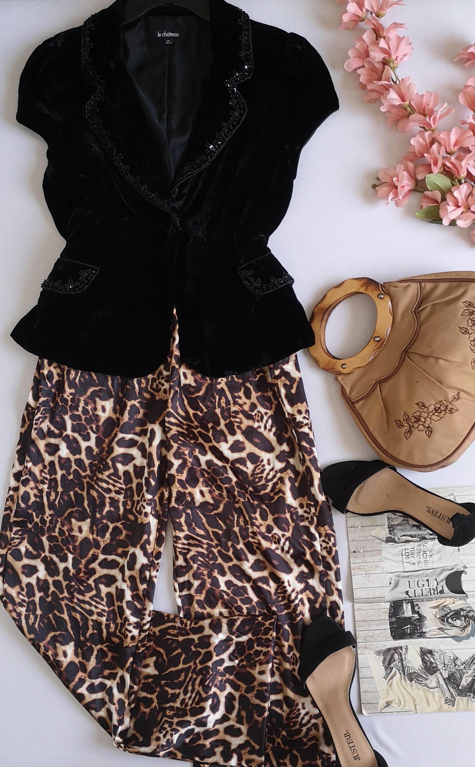 Pantalón tipo seda con blazer manga corta ⚓