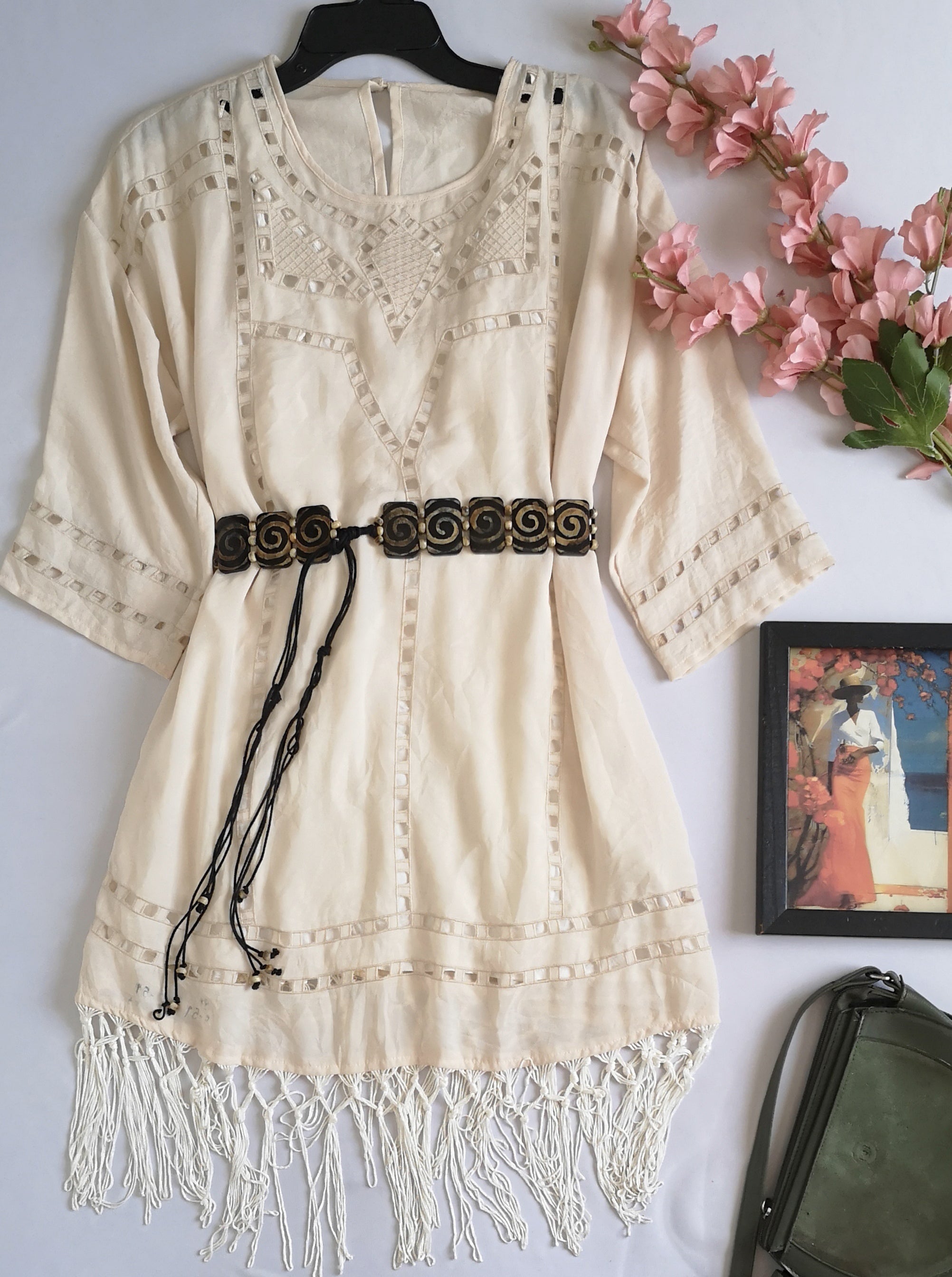Vestido con flecos incluye cincho ❤️